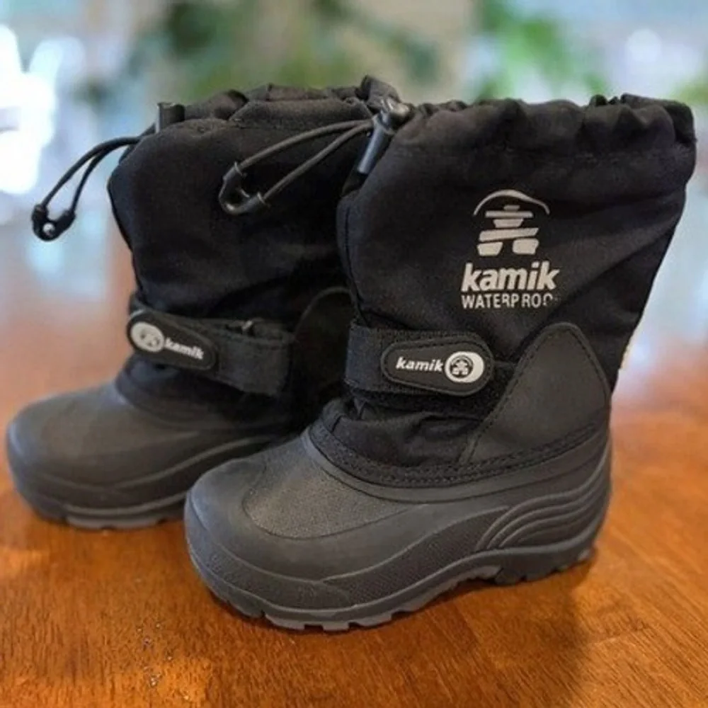 Kamik Waterproof Snow Boots Winter Pull‎ On Black Boots Size T10
